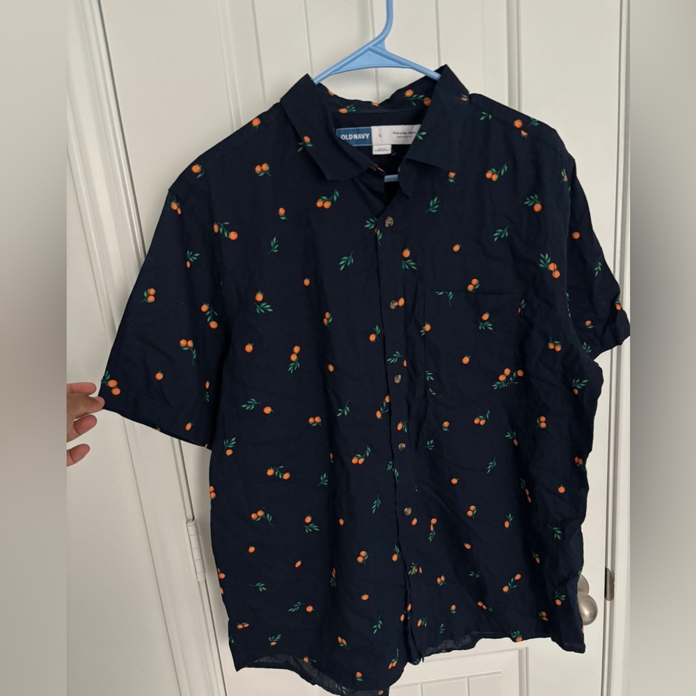 Old Navy Black Shirt with Orange Accents